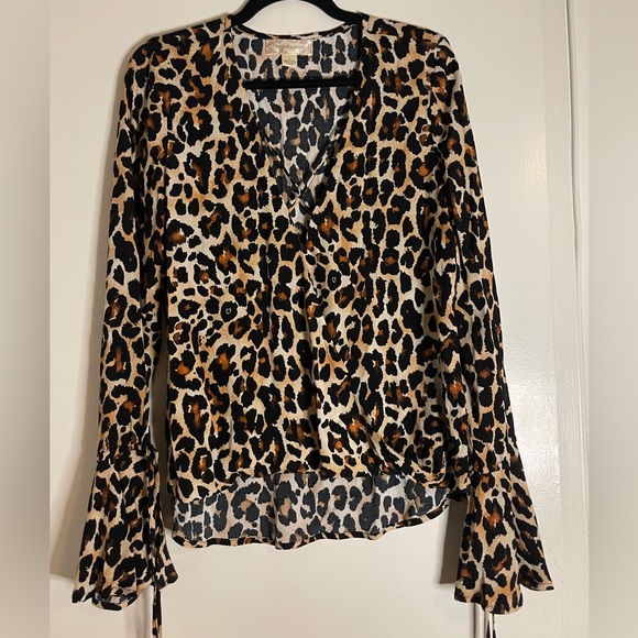 Cheetah Bell Sleeve Blouse - Picture 1 of 7